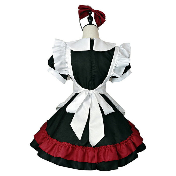 【5点セット】メイド服 赤 メイド 服 送料無料 コスプレ ハロウイーン ネコ クラシック メイドカフェ 制服 ユニフォーム 萌え系 撮影会 本格的 可愛い コスチューム 衣装 仮装 かわいい お茶会アイドル おしゃれ セット ウェイトレス クラシカル アニメ ゴスロリ ロリータ S-5XL