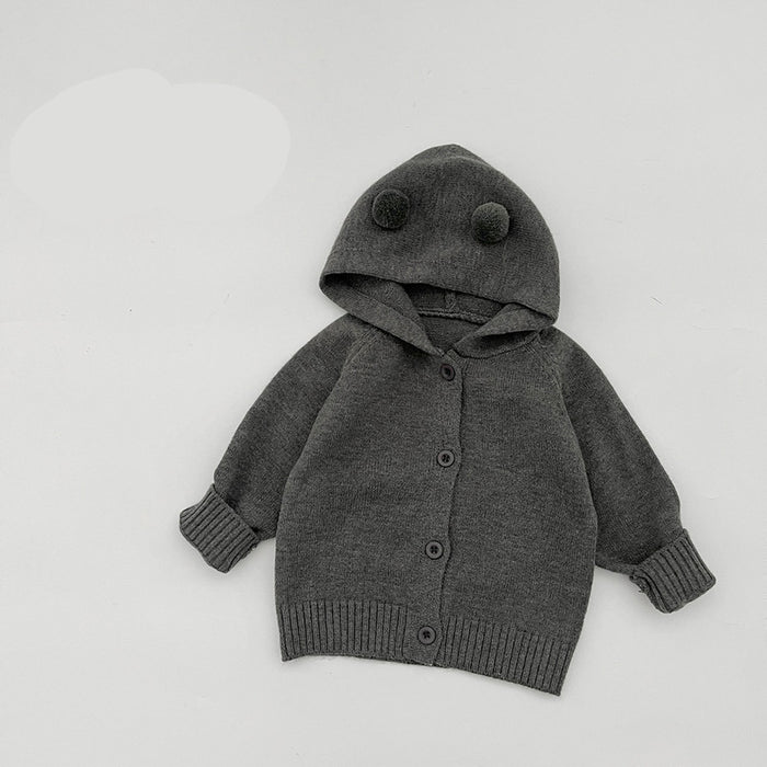 【7日内出荷】ベビー カーディガン 赤ちゃん 子供 ジャケット ニット かわいい クマ耳 フード付き 着ぐるみ 長袖 キッズ 女の子 男の子 秋冬 編み物 セーター 重ね着 パーカー 出産祝い ギフト プレゼント 防寒 羽織 お出かけ おしゃれ アウター