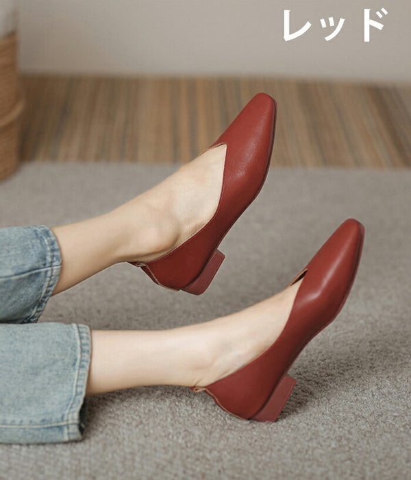 【7日内出荷】【5cmヒール】プレーン パンプス レディース 柔らかい ぺたんこ フラットシューズ Vカット スクエアトゥ  痛くない 脱げない 美脚 走れる お呼ばれ 二次会 パーティー 通勤 オフィス 立ち仕事 旅行 春 夏 秋 冬 小さいサイズ 大きいサイズ