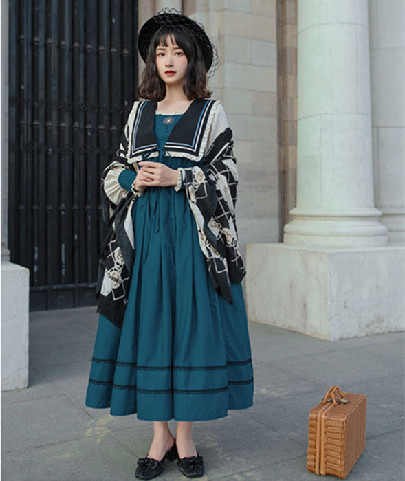 【7日内出荷】ロリータ服 ロリータファッションドレスワンピース 春夏 春秋 フレア ロング 長袖 ワンピース 制服 ドレス ロング スカート 大正ロマン ロリータ ゴシック ロリ 衣装 撮影 姫