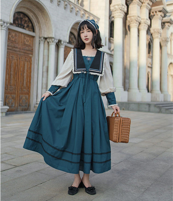 【7日内出荷】ロリータ服 ロリータファッションドレスワンピース 春夏 春秋 フレア ロング 長袖 ワンピース 制服 ドレス ロング スカート 大正ロマン ロリータ ゴシック ロリ 衣装 撮影 姫