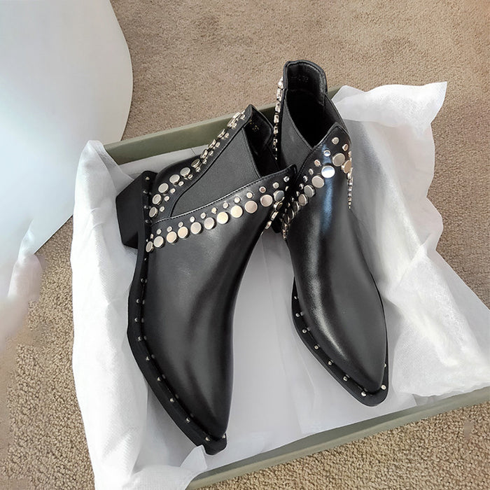 【7日内出荷】【4cmヒール】ウエスタンブーツ ショートブーツ レディース 裏起毛 ウエスタン 黒色 リングブーツ ステッチデザイン カウボーイブーツ 秋冬 ブーツ ポインテッドトゥ 安定感 靴 韓国 原宿系 通学 通勤 美脚 歩きやすい 大きいサイズ チェルシーブーツ ローヒール おしゃれ