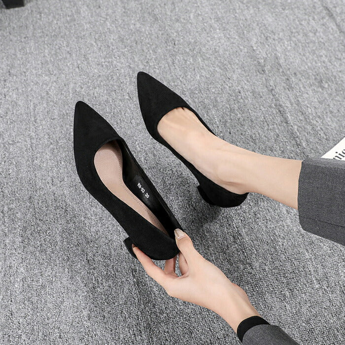 【7日内出荷】【5cmヒール 】パンプス 黒 スエード 痛くない 走れる 歩きやすい 疲れない 太ヒール ポインテッドトゥ レディース 就活 通勤 オフィス 冠婚葬祭 入学式 卒業式 立ち仕事 美脚 安定感 静音 3cm 5cm ローヒール ミドルヒール チャンキーヒール