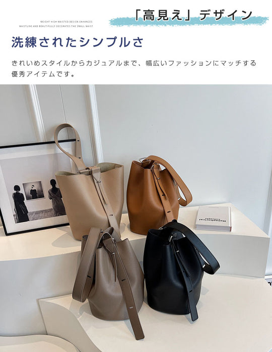 【7日内出荷】【2WAY】ショルダーバッグ レディース バケツ型  内袋 巾着インナーバッグ付き 大容量 斜めがけ 肩掛け 大きめ  PUレザー ママバッグ ワンショルダー 高見え お出かけ デート かわいい 通勤 通学 母の日 クリスマス プレゼント ギフト