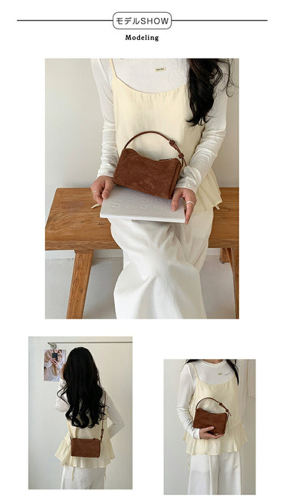 【2way】スエード調 ショルダーバッグ レディース 斜めがけ 手提げ スエードバッグ トートバッグ ボストンバッグ ハンドバッグ 肩掛けバッグ ミニ 柔らか きれいめ 大人可愛い 小さい 鞄 高級感 おしゃれ 秋 冬 通勤通学 お仕事バッグ お出かけ