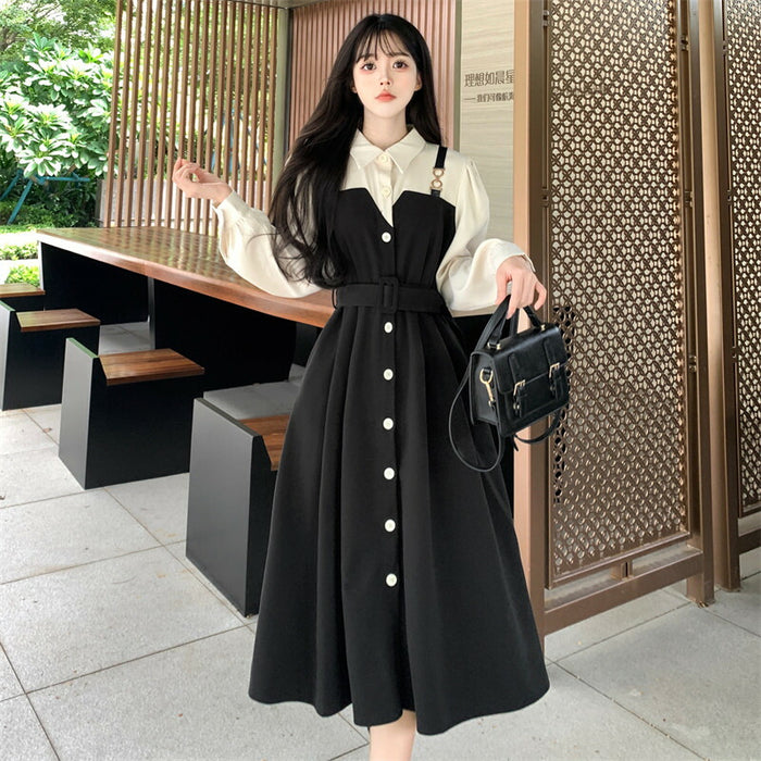 【7日内出荷】ワンピ シャツ お洒落 ワンピース シャツワンピ シャツワンピース レディース ロング ロングワンピ ロングワンピース アウター 着痩せ Aライン マキシ 長袖 ライトアウター 前開き ロングシャツ 羽織 切り替え きれいめ 体型カバー 秋 冬