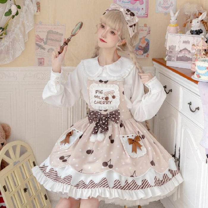 【7日内出荷】2点セット コスプレ仮装 キャミソールワンピース ロリータ服 ドレス 洋服 JSK リボン プリンセス lolita フリル お姫様 ノースリーブ シャツ付き  ハロウィン衣裳 COSPLAY 仮装パーティー レディース ガールズ 可愛い メイド喫茶 学園祭文化祭 イベント舞台演出服 S M L XL