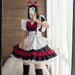 【5点セット】メイド服 赤 メイド 服 送料無料 コスプレ ハロウイーン ネコ クラシック メイドカフェ 制服 ユニフォーム 萌え系 撮影会 本格的 可愛い コスチューム 衣装 仮装 かわいい お茶会アイドル おしゃれ セット ウェイトレス クラシカル アニメ ゴスロリ ロリータ S-5XL