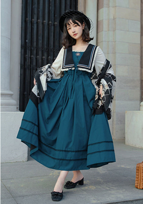 【7日内出荷】ロリータ服 ロリータファッションドレスワンピース 春夏 春秋 フレア ロング 長袖 ワンピース 制服 ドレス ロング スカート 大正ロマン ロリータ ゴシック ロリ 衣装 撮影 姫