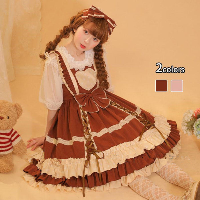 【7日内出荷】ロリータ服 単品・Jskワンピース シャツ コスプレ 可愛い女の子 レディース キャミソールワンピース ハロウィン衣装 お姫様ドレス コスチューム衣装 高校生 舞台 日常 写真 花嫁 洋服 膝丈 Lolita ロリータファッション 森ガールお嬢様 姫系 少女ワンピ 蝶結び付き