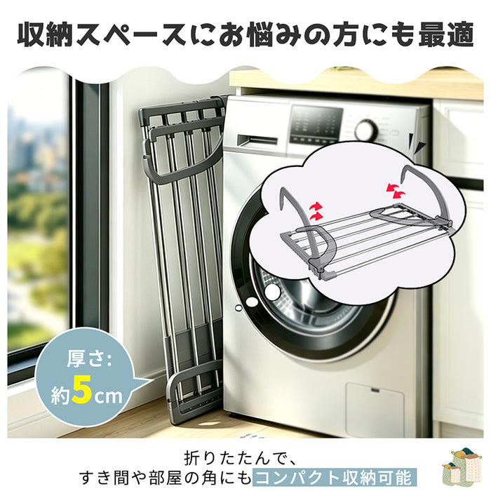 RAKU ベランダ用物干し 洗濯物干し 窓枠物干し 物干しラック タオルハンガー ホッセル 折りたたみ ステンレス製 引っ掛けタイプ 組立不要