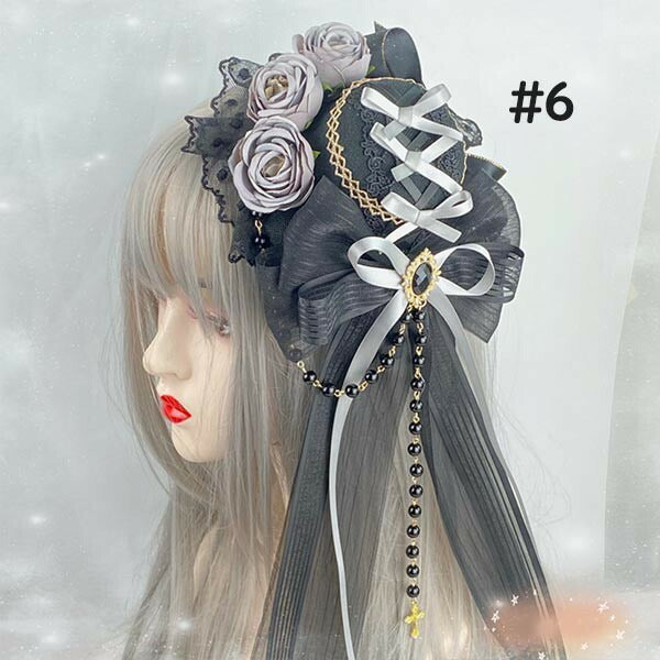 【7日内出荷】ヘッドドレス ハット ロリィタ 礼装帽子 ミニハット トーク帽 カクテルハット エレガント ピアノ 発表会 演奏会 文化祭 学園祭 コスプレ小道具 仮装 コスチューム アクセサリー イベント ブラック 黒