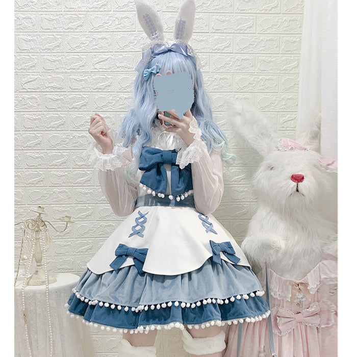 ロリータJSKワンピース 袖なし ロリータドレス 蝶結び付き ベルト付き オリジナルデザイン 甘ロリ フリル リボン 可愛い 原宿 レディース ガーリー キュート