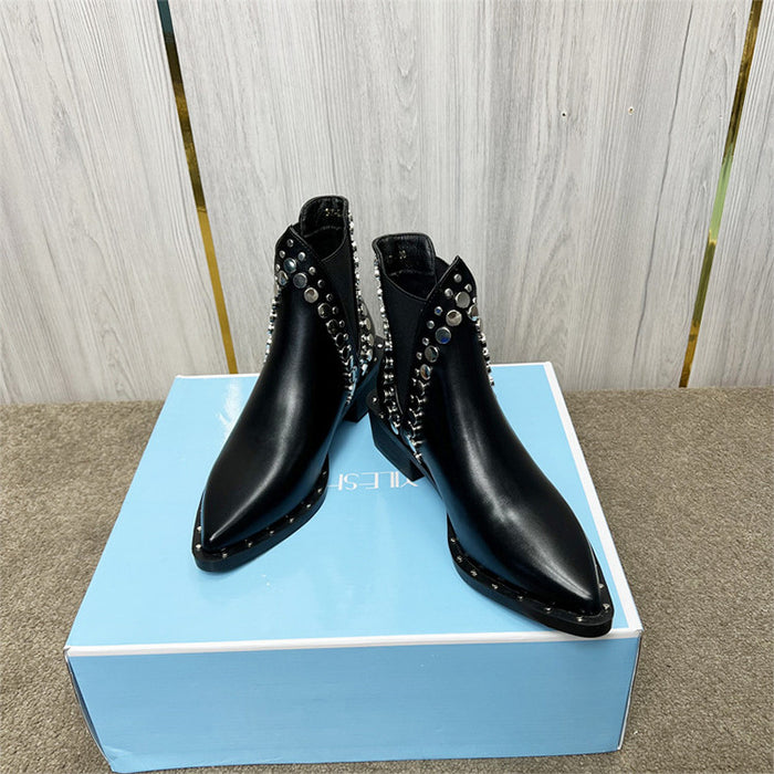 【7日内出荷】【4cmヒール】ウエスタンブーツ ショートブーツ レディース 裏起毛 ウエスタン 黒色 リングブーツ ステッチデザイン カウボーイブーツ 秋冬 ブーツ ポインテッドトゥ 安定感 靴 韓国 原宿系 通学 通勤 美脚 歩きやすい 大きいサイズ チェルシーブーツ ローヒール おしゃれ