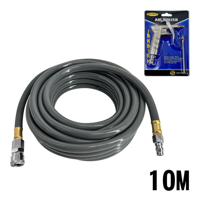 RAKU ソフトエアホース エアーホース 10M 15M 内径9.5x外径15mm 最高使用圧力約２．５MPa 軽い 柔らかい エアカプラー付きPVC素材 軽い産業ニーズに対応 耐熱・耐磨耗・耐油 着装カプラー１/4’ ’NPT