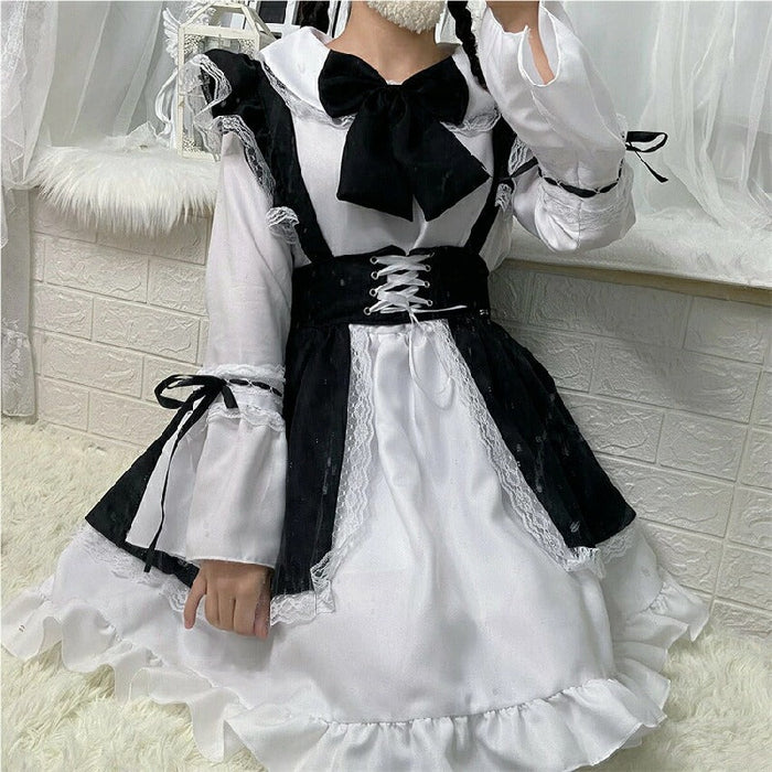 【7日内出荷】6点セット メイド服 ミニ丈 メイド喫茶 メイドコスチューム ジャパニーズメイド lolitaメイド服 セット ミニスカ ハロウィン 衣装 仮装 パーティ コスプレ ウェイトレス