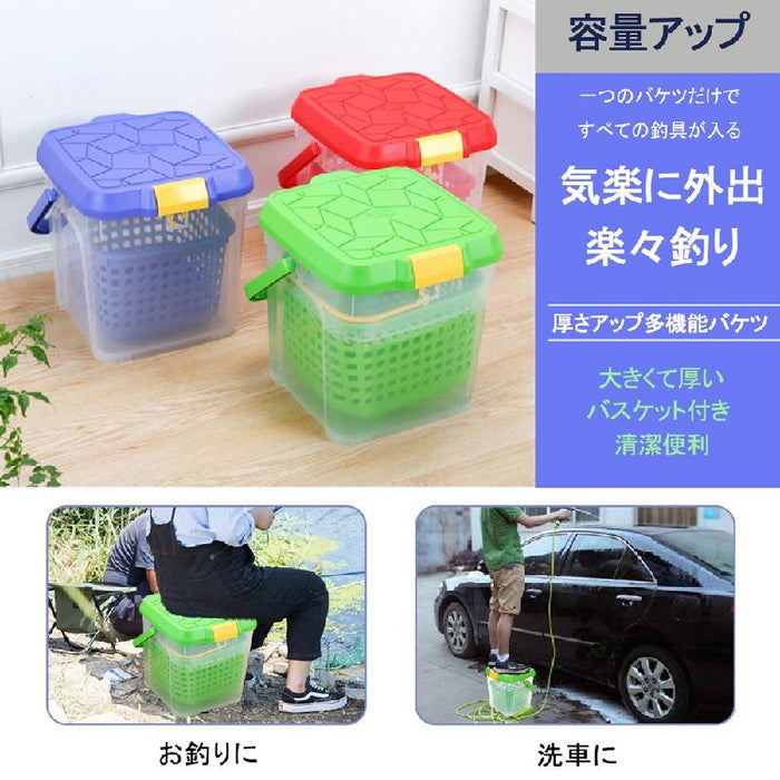 RAKU 万能バケツ 20L 洗車バケツ 多機能バケツ スツール プラスチック 踏み台 大容量 強力な耐荷重 耐久性 軽量 丈夫 透明 携帯便利 アウトドア お掃除