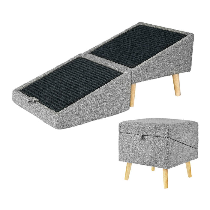 RAKU ドッグスロープ スロープ/オットマン1秒切替可能 広め幅40cm 防滑 ドッグステップ 段差レス 足腰にやさしい ソファ用 ベッド用 クッション 小型犬 老犬対応 ペット 折り畳む