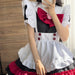 【5点セット】メイド服 赤 メイド 服 送料無料 コスプレ ハロウイーン ネコ クラシック メイドカフェ 制服 ユニフォーム 萌え系 撮影会 本格的 可愛い コスチューム 衣装 仮装 かわいい お茶会アイドル おしゃれ セット ウェイトレス クラシカル アニメ ゴスロリ ロリータ S-5XL