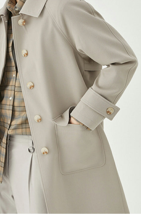 【M-2XL】ステンカラーコート メンズ ビジネス コート スプリングコート オーバーサイズ ビッグシルエット 薄手 ゆったり ロングコート アウター 仕事 カジュアル 通勤 通学 きれいめ シンプル 無地 韓国 ファッション 春服 秋服 黒 グレージュ