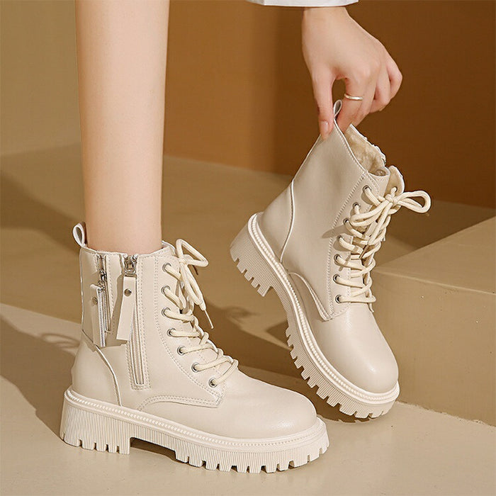 【7日内出荷】ダンス 黒 ヒール 白 ベージュ ショートブーツ レディース 大きめサイズ 編み上げ ローヒール 厚底 歩きやすい 疲れない きれいめ レースアップ ヒール5cm 痛くない オフィス きれいめ ダンス 発表会 普通着 ゆったり サイドジッパー ダンス おしゃれ 裏起毛 太ヒール