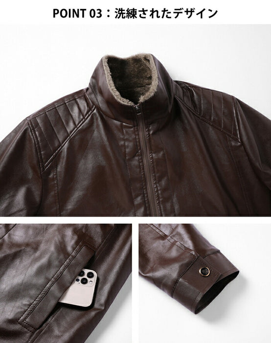 裏ボア ジャケット メンズ シングル レザージャケット ショートコート コーデュロイ ジャケット 裏起毛 厚手 防寒 冬物 アウター ブルゾン 折襟 アウター メンズジャケット ムートンジャケット 冬服 30代 40代 50代 60代 大きいサイズ