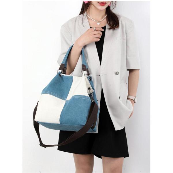 【7日内出荷】キャンバス ショルダーバッグ レディース 2way 大容量 通勤 通学 シンプル 軽量 防水加工 斜めがけ 大きめ A4対応