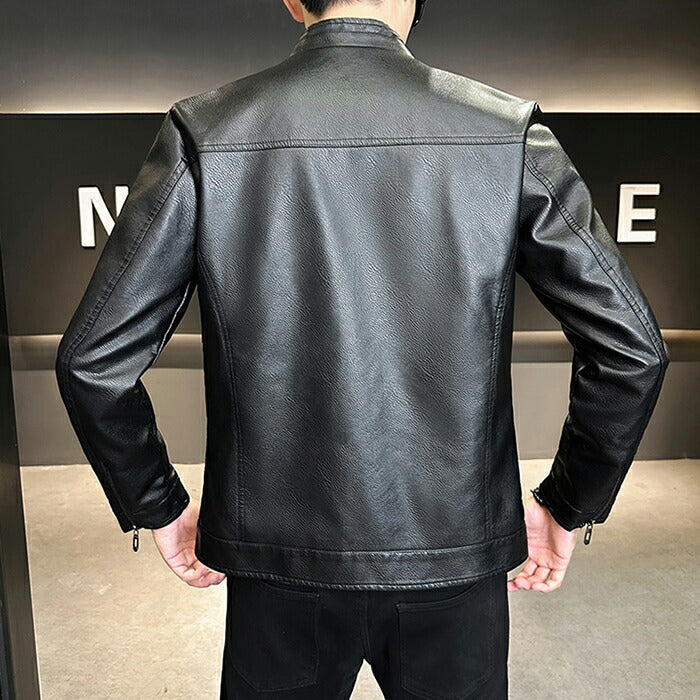 ライダース メンズ シングル バイクジャケット レザージャケット ライダースジャケット 革ジャン 革ジャケット 皮ジャン ジャンパー カジュアル 防寒 防風 秋冬 PUレザー 男性 男 服 通勤 普段着 大きいサイズ ブラック キャメル カーキ