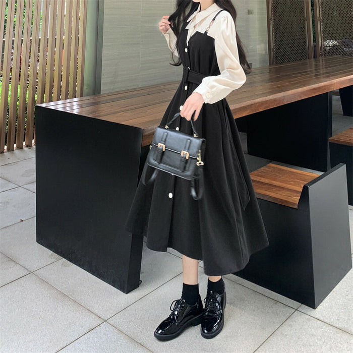 【7日内出荷】ワンピ シャツ お洒落 ワンピース シャツワンピ シャツワンピース レディース ロング ロングワンピ ロングワンピース アウター 着痩せ Aライン マキシ 長袖 ライトアウター 前開き ロングシャツ 羽織 切り替え きれいめ 体型カバー 秋 冬