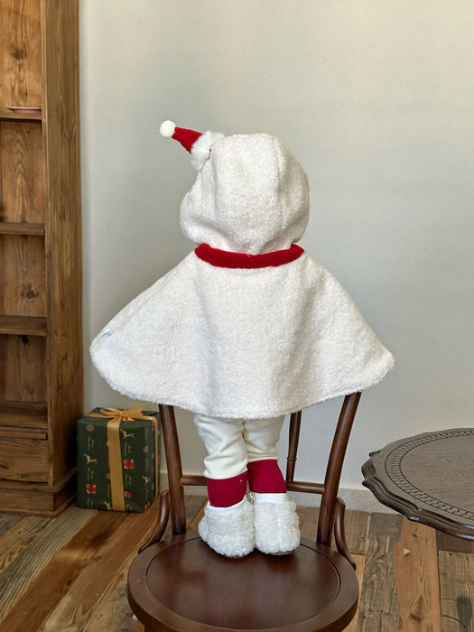雪だるま ベビー ポンチョ サンタ コスプレ キッズ マント ベビー着ぐるみ ボア クリスマス衣装 もこもこ 裏起毛 ベビーフォト サンタコス コート  カバーオール  赤ちゃん 女の子 出産祝い かわいい パーティー クリスマス プレゼント