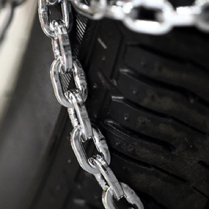 RAKU タイヤチェーン 2個セット 日本語取説付き 取付ビデオあり 金属亀甲チェーン ジャッキアップ不要 女性でも只40秒簡単装着 装着ビデオあり 高性能金属製