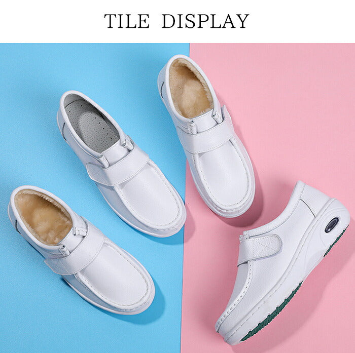 【7日内出荷】ナースシューズ  疲れにくい 軽量 静音 スリッポン 白 レディース メンズ 厚底 滑らない 通気性 幅広 防寒 痛くない エアクッション ベルクロ 介護 室内履き 作業靴 医療用 シューズ 病院 看護師 介護士 立ち仕事 男女兼用 秋冬モデル