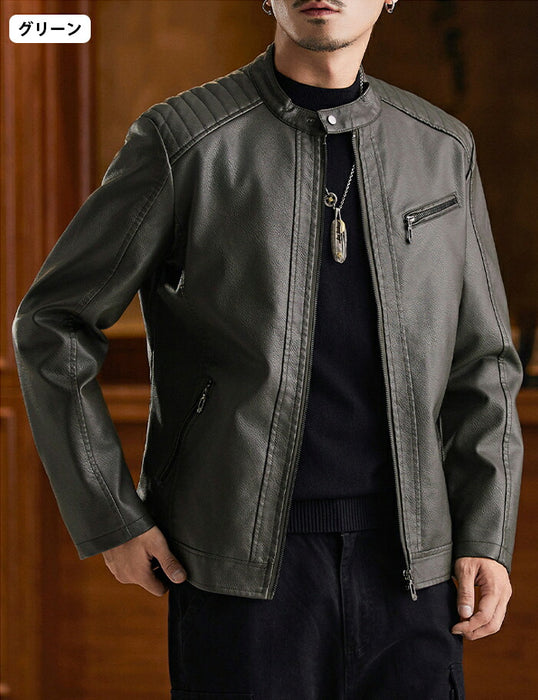 ライダース ジャケット メンズ PU レザージャケット バイクジャケット 裏起毛 フェイクレザー ブルゾン ライトアウター  防寒 保温 秋冬 ツーリング きれいめ カジュアル シンプル おしゃれ 大人 大きいサイズ ブラック グリーン ブラウン