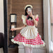 【7日内出荷】4点セット　チェックメイド服 ミニ丈 メイド喫茶 メイドコスチューム ジャパニーズメイド ミニスカ ハロウィン 衣装 仮装 パーティ コスプレ フルセット 可愛い 萌え