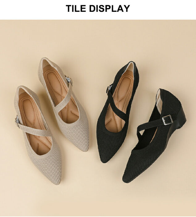 【7日内出荷】【3.5cmヒール】パンプス ニット メリージェーン レディース ストラップ ウェッジソール ローヒール 3.5cm スクエアトゥ 痛くない 歩きやすい 疲れない 柔らかい 脱げない 安定感 軽量 オフィス 通勤 フォーマル ママコーデ 小さいサイズ 春夏秋