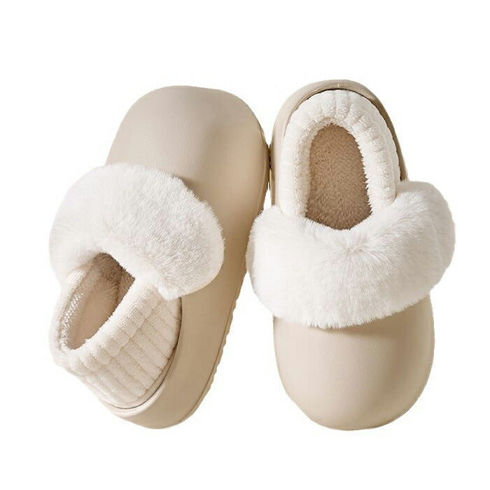 【7日内出荷】【2WAY】ルームシューズ ファーサンダル スリッポン レディース もこもこ クロッグ 2WAY かかとが踏める 裏ボア 暖かい 防寒 EVA素材 歩きやすい 柔らかい 軽量 ルームシューズ オフィスサンダル  無地 可愛い