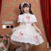【7日内出荷】ロリータワンピース ホワイト 白 レディース lolita リボン ロリータ 袖付き 膝丈 小柄 可愛い 着瘦せ 仮装 コスプレ コスチューム 小柄 可愛い 学生 女の子 ゴスロリ  仮装 パーティ イベント ロリィタファッション フリル