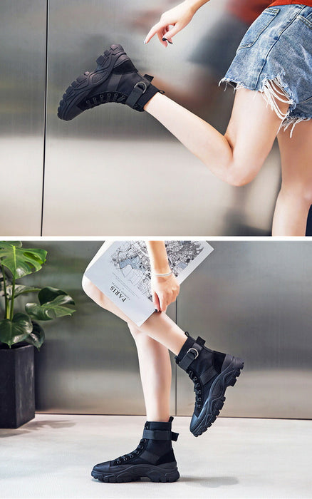 【7日内出荷】【4.5cmヒール】ショートブーツ レディース エンジニアブーツ レースアップ ブーツ 安定感 厚底  靴 カジュアル スポーツシューズ 韓国 原宿系 高校生 中学生 学生 通学 通勤 美脚 歩きやすい 疲れない 痛くない 大きいサイズ 22.5cm 23 23.5 24 24.5 25cm 裏起毛 秋 冬 黒 灰 ベージュ