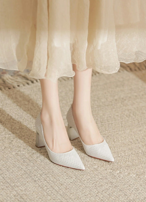 【7日内出荷】【5.5cm~7.5cmヒール】パンプス 痛くない 走れる 結婚式 ポインテッドトゥ チェック 太めヒール チャンキーヒール レディース パーティー お呼ばれ 二次会 入学式 卒業式 きれいめ おしゃれ ハイヒール  美脚 脚長 キラキラ ラメ 黒 白 ベージュ 5.5cm 7.5cm