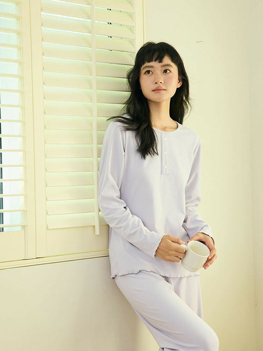 【7日内出荷】【2点セット 】ルームウェア レディース 長袖 可愛い パジャマ ゆったり セットアップ 寝巻き 部屋着 秋 冬 春 夏 シンプル 女性 中学生 高校生 韓国 カジュアル クルーネック トップス 長ズボン ナイトウェア 大きいサイズ おしゃれ 大人 入院 旅行 修学旅行 新生活 プレゼント ギフト M L