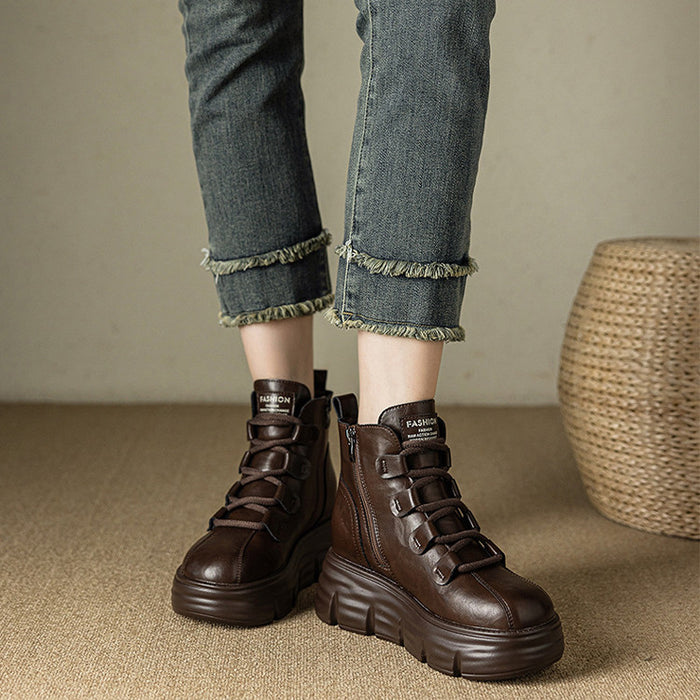 【7日内出荷】【8cm ヒール】厚底 ショートブーツ レディース ブーツ  ショート丈 PU レザーシューズ 2cmインソール 安定感 美脚 くつ 靴 通学 通勤 黒 ブラウン 裏起毛 春 秋 冬 サイドゴム ラウンドトゥ 厚底ブーツ おしゃれ 韓国 歩きやすい 疲れない 滑りにくい 大きいサイズ 22cm～25cm