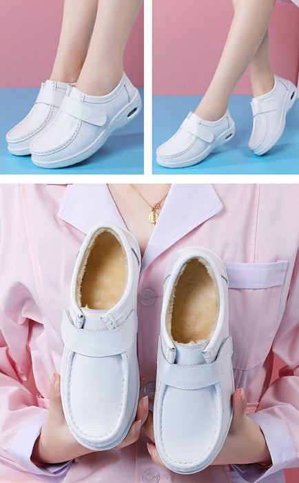 【7日内出荷】ナースシューズ  疲れにくい 軽量 静音 スリッポン 白 レディース メンズ 厚底 滑らない 通気性 幅広 防寒 痛くない エアクッション ベルクロ 介護 室内履き 作業靴 医療用 シューズ 病院 看護師 介護士 立ち仕事 男女兼用 秋冬モデル