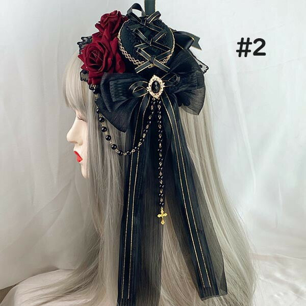 【7日内出荷】ヘッドドレス ハット ロリィタ 礼装帽子 ミニハット トーク帽 カクテルハット エレガント ピアノ 発表会 演奏会 文化祭 学園祭 コスプレ小道具 仮装 コスチューム アクセサリー イベント ブラック 黒
