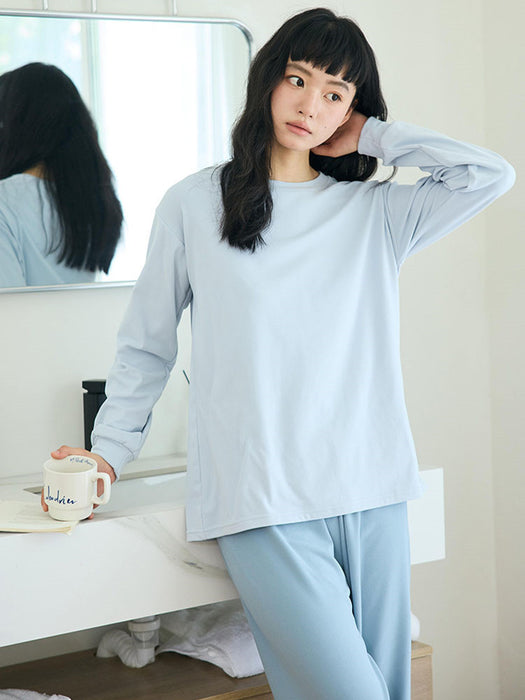 【7日内出荷】【2点セット 】ルームウェア レディース 無地 パジャマ 長袖 可愛い ゆったり 寝巻き 部屋着 秋 冬 春 夏 女性 中学生 高校生 セットアップ 韓国 カジュアル シンプル トップス 長ズボン ナイトウェア 大きいサイズ おしゃれ 大人 入院 旅行 外出 修学旅行 新生活 プレゼント ギフト M L