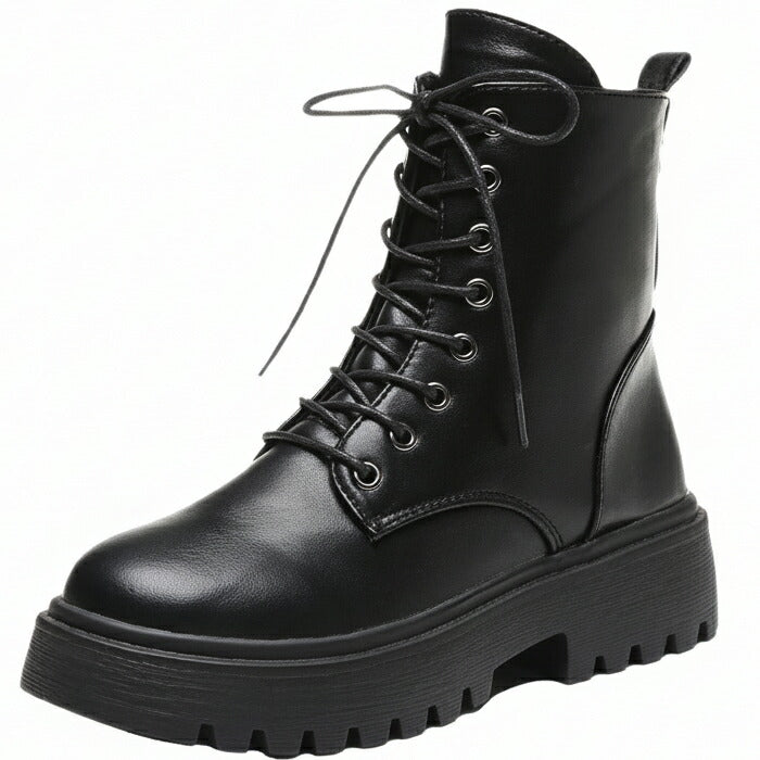 【4cmヒール】ショートブーツ レディース ダンスシューズ 歩きやすい レースアップ 編み上げ ミドル丈 韓国 厚底 4cm ローヒール 歩きやすい 痛くない 疲れない サイドジップ 防寒 卒業式 発表会 学生 女子 アイドル カジュアル 秋冬 黒 アイボリー