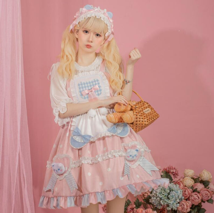 【7日内出荷】甘ロリータ 可愛いロリータ服 ロリータワンピース ジャンパースカート プリンセスドレス 可愛いワンピース 水玉柄 パーティードレス フレアワンピース Lolita 大人コスチューム ゴスロリ ハロウィン コスプレ衣装 文化祭 学園祭 イベント ロリータファション