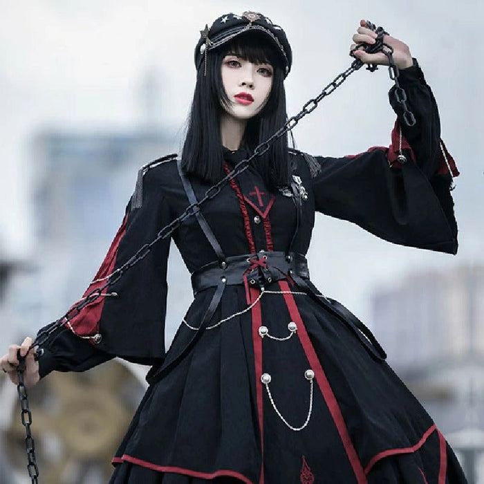 年末のプロモーション大特価！ 7日内出荷】5点セット ワンピース 軍服 ロリータ Lolita系 ワンピース
