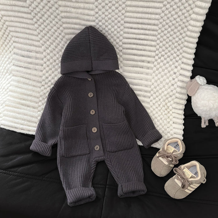 ベビー ロンパース ニット セーター  男の子 女の子 カバーオール 春秋冬 ベビー服 フード付き リブ ニット オールインワン キッズ 長袖 防寒 暖かい 子供服 新生児 赤ちゃん おしゃれ 可愛い ルームウェア 部屋着 パジャマ 誕生日 出産お祝い プレゼント
