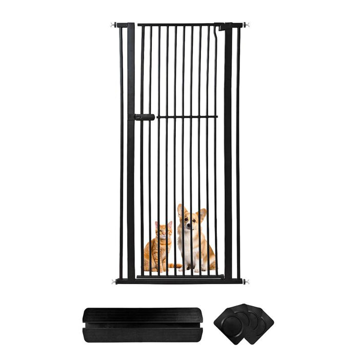 RAKU ホワイト ブラック　ペットゲート 猫 高さ190cm 突っ張り式 3.5cm柵間隔 取付幅61.5-246cm選択可能 オートクローズ 前後90°開閉 脱出防止フェンス