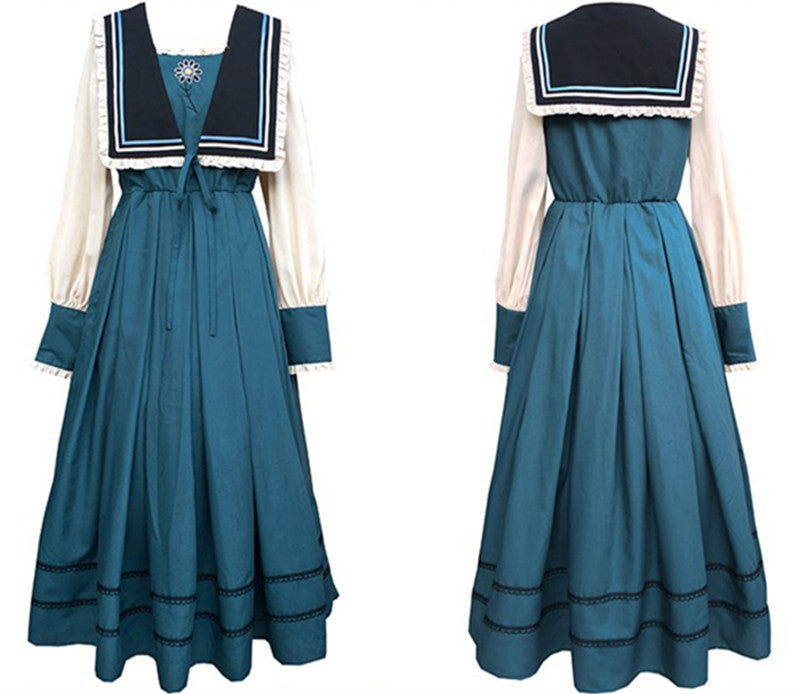 【7日内出荷】ロリータ服 ロリータファッションドレスワンピース 春夏 春秋 フレア ロング 長袖 ワンピース 制服 ドレス ロング スカート 大正ロマン ロリータ ゴシック ロリ 衣装 撮影 姫